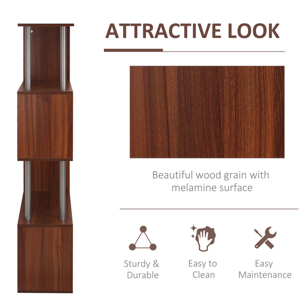 Modern slim wooden bookcase, brown