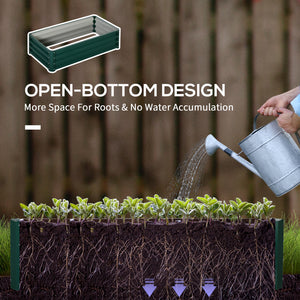 Set of 2 raised planters in galvanized steel, green 