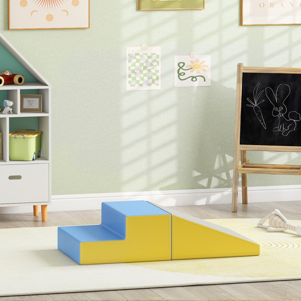 2-Piece Soft Play Set for Climbing and Crawling, Blue