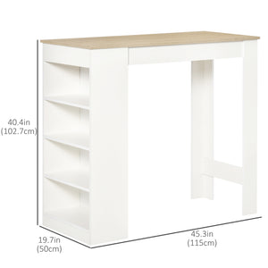 High bar table with 4 storage shelves