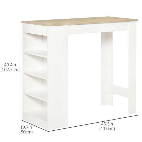 High bar table with 4 storage shelves