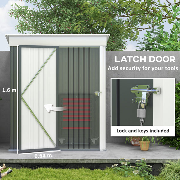 Steel garden shed with adjustable shelf, lock and gloves, dark grey