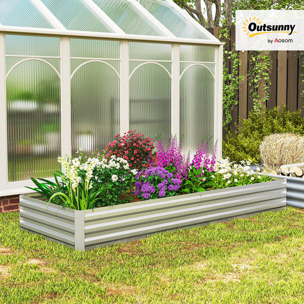 Galvanized raised planter, silver