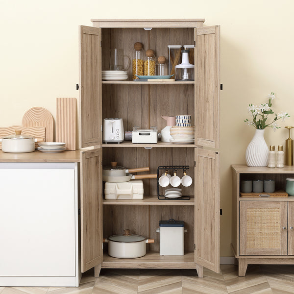 Storage unit with doors and shelves, beige
