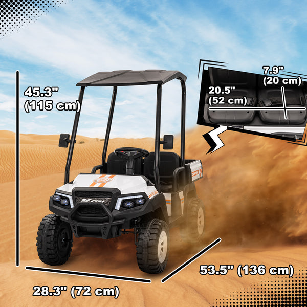 24V 2-seater electric car for children with remote control, white