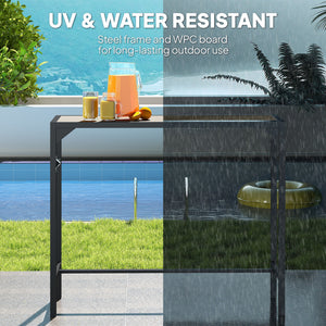 Outdoor bar table with integrated bottle opener 