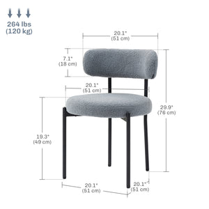 Set of 2 kitchen chairs with fleece upholstery, grey