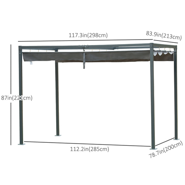 7 x 10 pergola with retractable roof, grey
