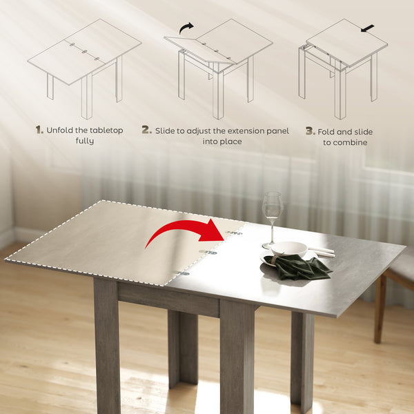 55" Extendable Dining Table for 4 to 6 People, Grey