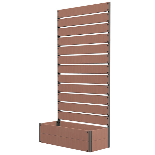 Raised planter with trellis for climbing plants, light brown