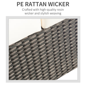 3 Seater Rattan and Wicker Sofa, Outdoor Garden Furniture with Cushion, Cream White