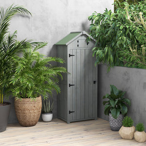 Garden shed with 3 shelves, grey