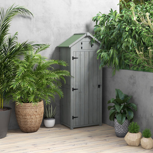 Garden shed with 3 shelves, grey