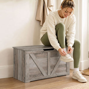 100 L storage bench with locking lid, grey