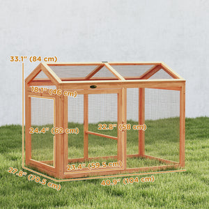 Wooden chicken coop with perch and double door