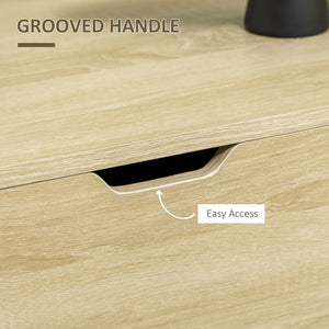 Lift-up storage bench with safety hinges and steel legs, natural