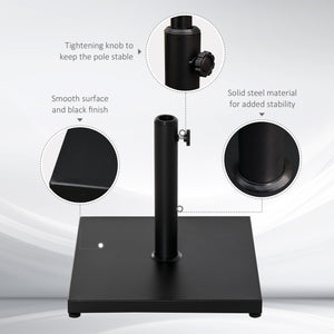 18kg Square Steel Parasol Stand with Adjustable Knob, Black