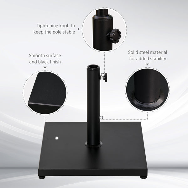 18kg Square Steel Parasol Stand with Adjustable Knob, Black