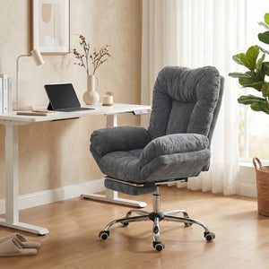 Large office chair with footrest, dark gray