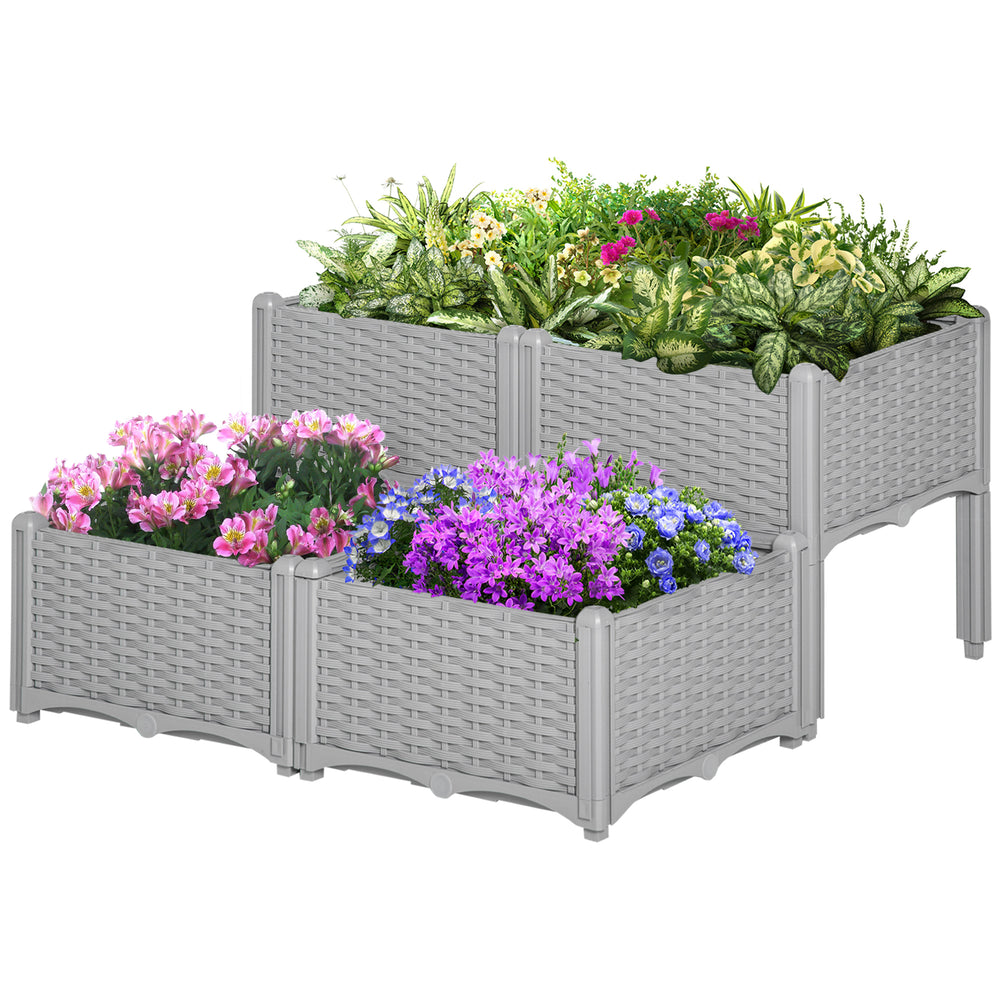 4-piece raised garden bed in PP, grey