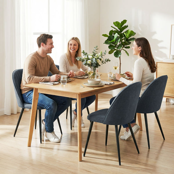 Set of 4 Modern Velvet Dining Chairs with Legs, Dark Grey
