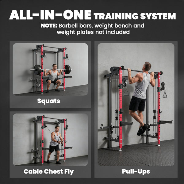 Folding power rack with pulleys, 1,540 lbs