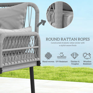 2-piece furniture set in light grey woven resin