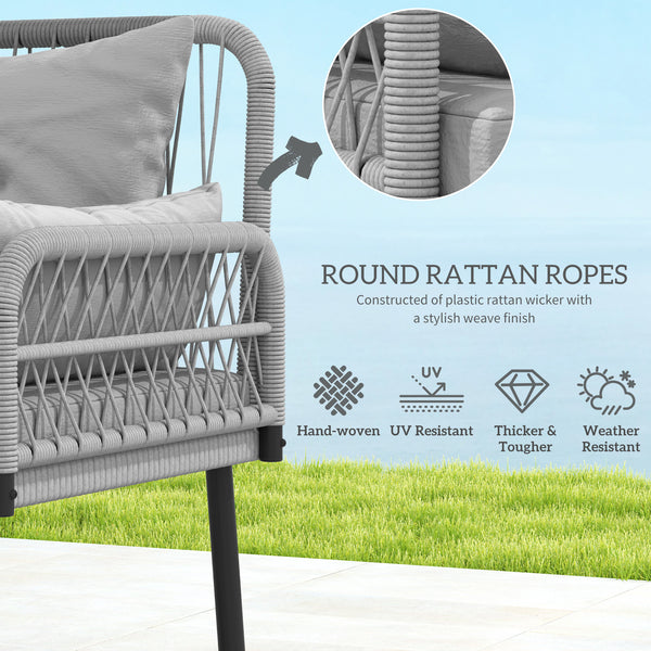 2-piece furniture set in light grey woven resin