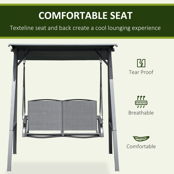 2-seater swing with adjustable canopy, grey