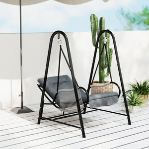 Hanging chair with stand and seat cushion included, light grey