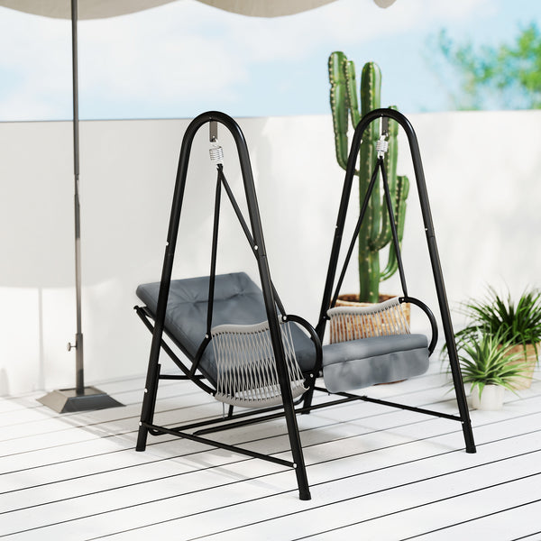 Hanging chair with stand and seat cushion included, light grey