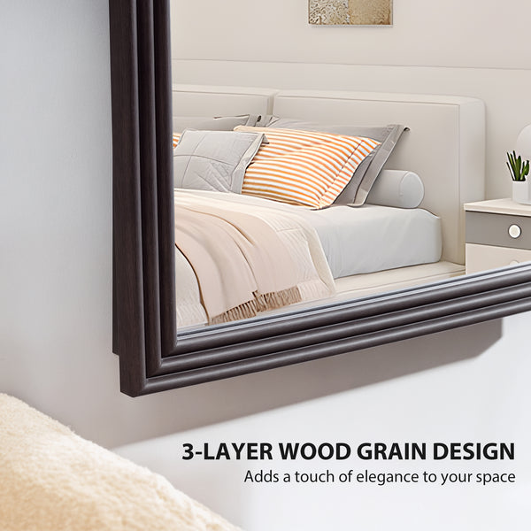 Arched Freestanding Full Length Mirror, Brown Wood Grain