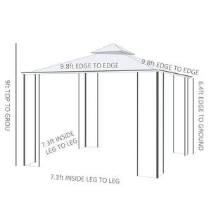 10 x 10 steel gazebo with removable mesh curtains, shelves and steel frame, beige