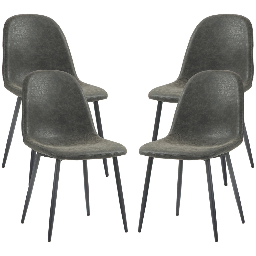Set of 4 Retro Upholstered Faux Leather Dining Chairs