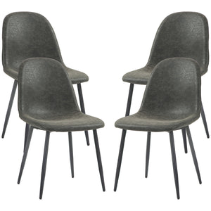 Set of 4 Retro Upholstered Faux Leather Dining Chairs