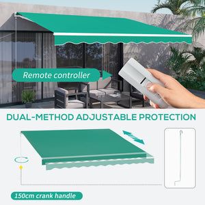 Electric awning 12.8 x 9.8 with remote control, green 