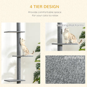 254 cm Cat Tree with 3 Perches, Grey