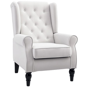 Button-upholstered accent chair, white