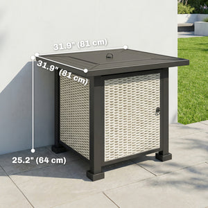 32-inch Square 50,000 BTU Propane Fire Pit Table with Fireplace, Wind Guard, Cover, CSA Certified, Gray