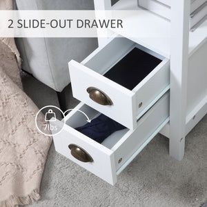 Narrow side table with 2 drawers and storage shelf, white