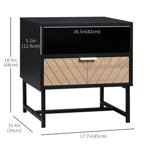 Modern bedside table, black and oak
