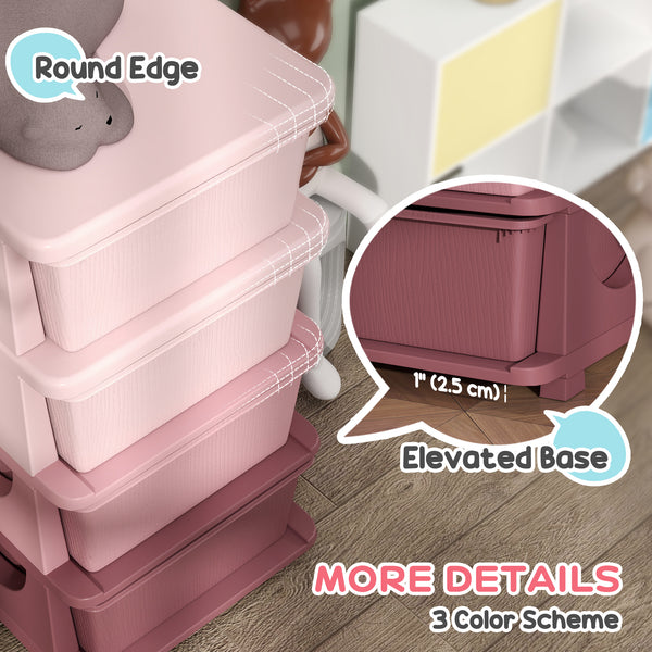 4-Tier Organizer with 4 Plastic Drawers, Pink