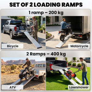 Set of 2 foldable steel loading ramps for motorcycle and ATV
