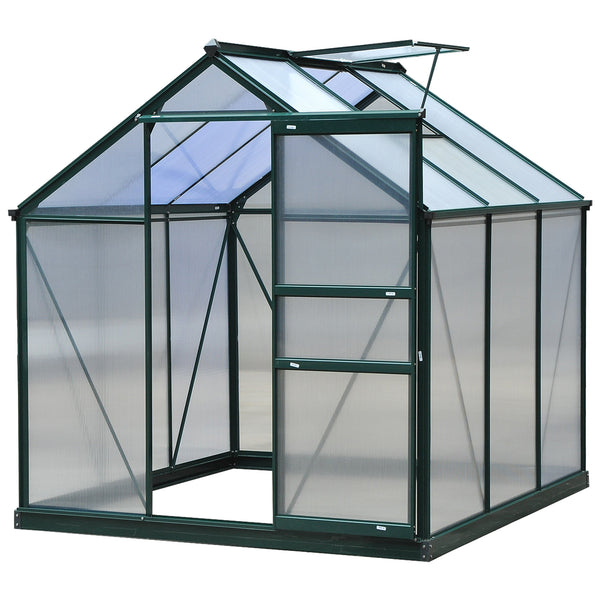 Transparent polycarbonate greenhouse, galvanized sheet frame with sliding door