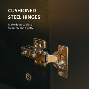 Storage unit with 4 hinged doors and adjustable shelves, black