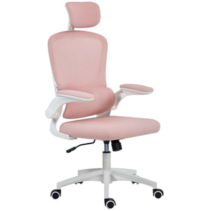Ergonomic mesh office chair with lumbar support, pink