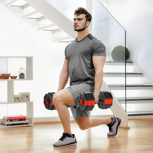 66 lb 6-in-1 Adjustable Dumbbell Set with Barbell, Kettlebell, and Push-up Stands