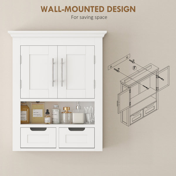 Bathroom wall cabinet with shelf, white