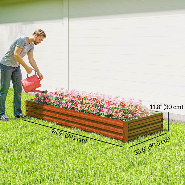 Galvanized raised planter, brown