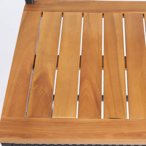 3 Piece Wicker Bar Set, Bar Table and Chairs with Acacia Wood Top, Natural Wood